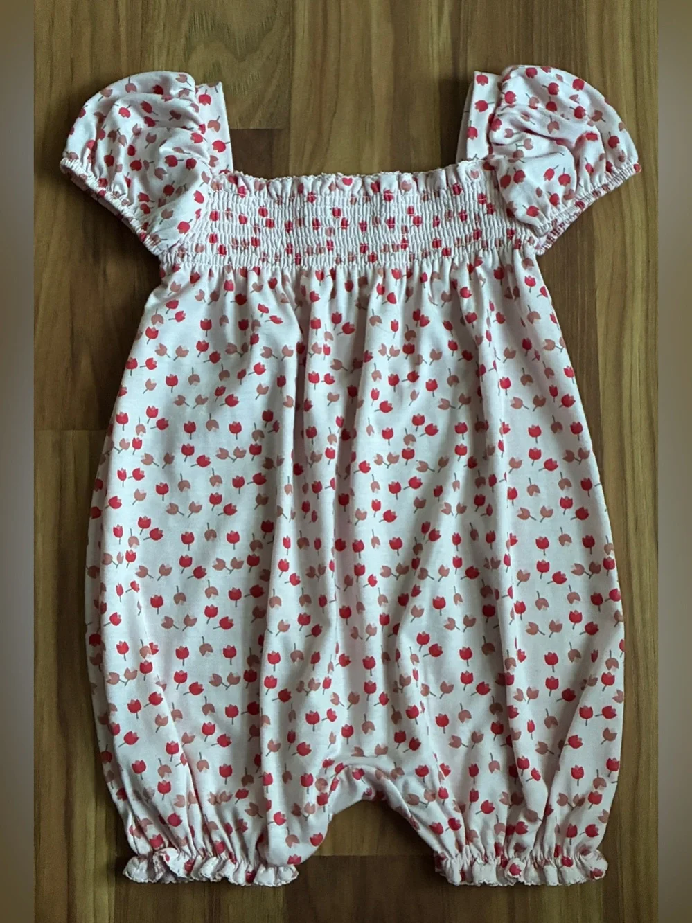 7 For All Mankind Baby Girl Smocked Bubble Romper Pink Floral Size 24M